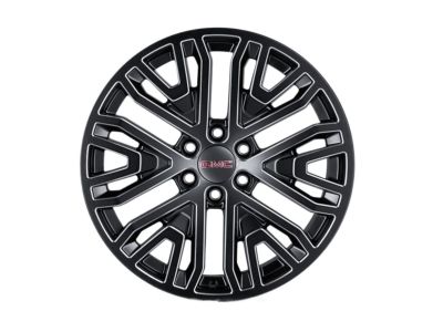 GM 22x9-Inch Aluminum 6-Split-Spoke Wheel in Low Gloss Black with Machined Accents 84799390