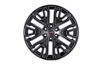 GM 22x9-Inch Aluminum 6-Split-Spoke Wheel in Low Gloss Black with Machined Accents 84799390