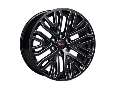 GM 22x9-Inch Aluminum 6-Split-Spoke Wheel in Low Gloss Black with Machined Accents 84799390
