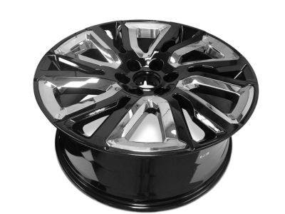 GM 22x9-Inch 6-Split-Spoke Wheel in Gloss Black with Chrome Inserts 84799396