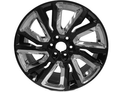 GM 22x9-Inch 6-Split-Spoke Wheel in Gloss Black with Chrome Inserts 84799396