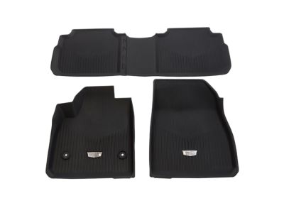 GM First- and Second-Row Premium All-Weather Floor Liners in Jet Black with Cadillac Logo 84988003
