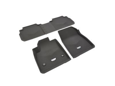 GM First- and Second-Row Premium All-Weather Floor Liners in Dark Titanium with Cadillac Logo 84988004