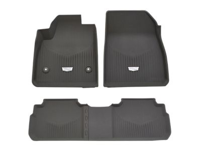 GM First- and Second-Row Premium All-Weather Floor Liners in Dark Titanium with Cadillac Logo 84988004