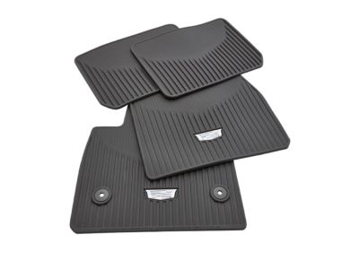 GM First- and Second-Row Premium All-Weather Floor Mats in Dark Titanium with Cadillac Logo 84988007
