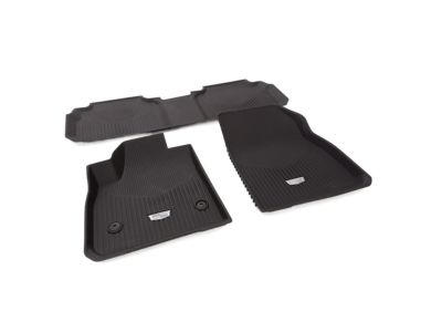 GM First- and Second-Row Premium All-Weather Floor Liners in Jet Black with Cadillac Logo 84990611