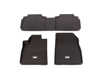 GM First- and Second-Row Premium All-Weather Floor Liners in Jet Black with Cadillac Logo 84990611
