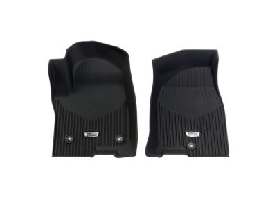 GM First-Row Premium All-Weather Floor Liners in Jet Black with Cadillac Logo 84999862