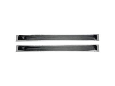 GM Front Door Sill Plates in Black and Brushed Aluminum with Chevrolet Script 92223800
