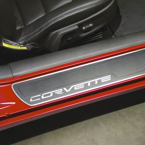 GM Door Sill Plates in Brushed Aluminum with Corvette Script 17800062