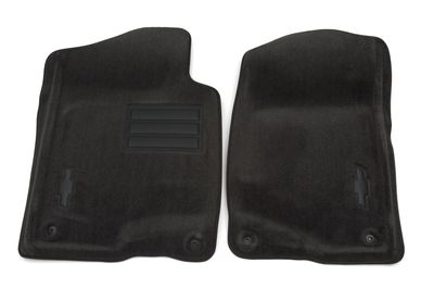 GM Front Carpeted Floor Mats in Ebony with Bowtie Logo 17800401