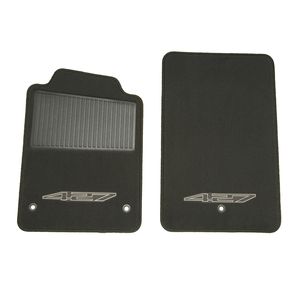 GM Front Premium Carpeted Floor Mats in Ebony with Embroidered 427 Logo 22957036