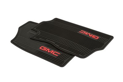 GM Front All-Weather Floor Mats in Ebony with Red GMC Logo 12499644