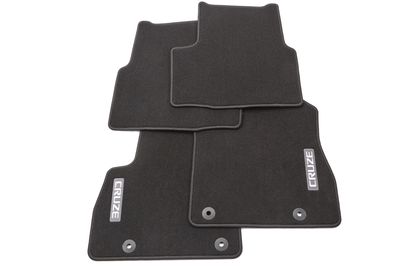 GM Front and Rear Premium Carpet Floor Mats in Black with Retainers 13499295