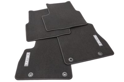 GM Front and Rear Premium Carpet Floor Mats in Black with Retainers 13499295