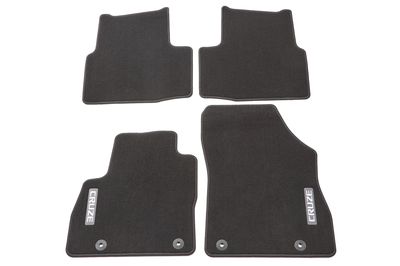GM Front and Rear Premium Carpet Floor Mats in Black with Retainers 13499295