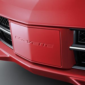 GM 19166219 Front License Plate Bracket in Crystal Red with Corvette Script