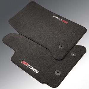 GM Front Premium Carpeted Floor Mats in Jet Black with Z06 Logo 23476280