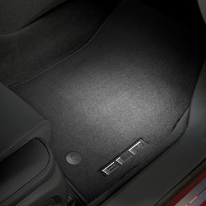 GM Front and Rear Premium Carpeted Floor Mats in Black with ELR Logo 22942455