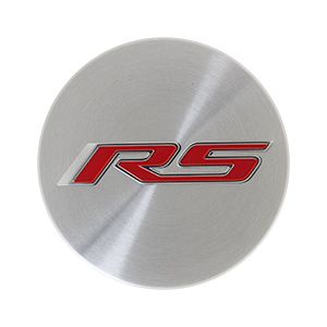 GM Center Cap in Brushed Aluminum with Red RS Logo 19351756