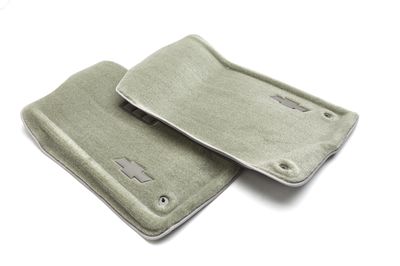 GM Front Carpeted Floor Mats in Titanium with Bowtie Logo 17800402