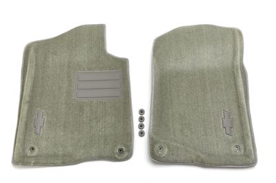 GM Front Carpeted Floor Mats in Titanium with Bowtie Logo 17800402