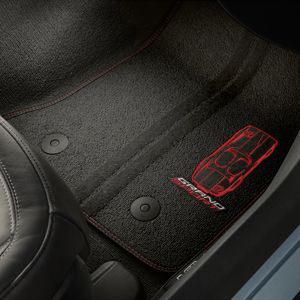 GM Front Premium Carpeted Floor Mats in Gray with Gray Stitching and Grand Sport Logo 23384154