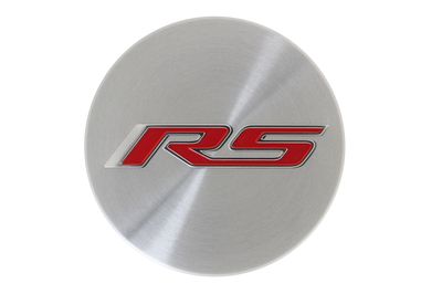 GM Center Cap in Brushed Aluminum with Red RS Logo 19351756