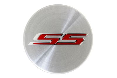 GM Center Cap in Brushed Aluminum with Red SS Logo 19351757