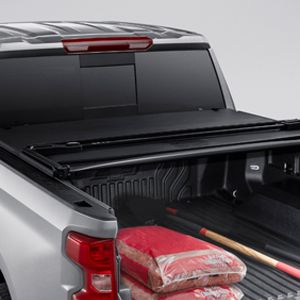 GM Short Box Soft Tri-Fold Folding Tonneau Cover with Chevrolet Bowtie Logo 84060332