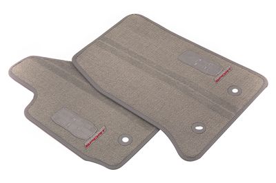 GM Front Premium Carpeted Floor Mats in Gray with Gray Stitching and Grand Sport Logo 23384154