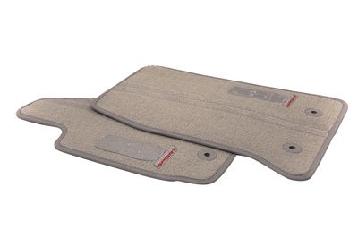 GM Front Premium Carpeted Floor Mats in Gray with Gray Stitching and Grand Sport Logo 23384154
