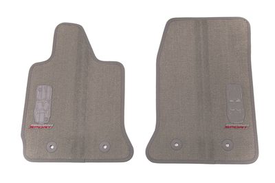 GM Front Premium Carpeted Floor Mats in Gray with Gray Stitching and Grand Sport Logo 23384154