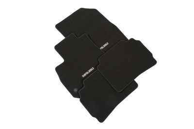 GM Front and Rear Carpeted Floor Mats in Black with Malibu Logo 23420838