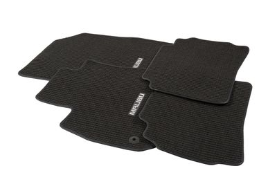 GM Front and Rear Carpeted Floor Mats in Black with Malibu Logo 23420838