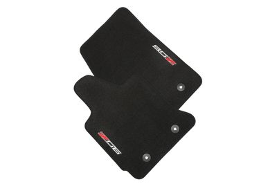 GM Front Premium Carpeted Floor Mats in Jet Black with Z06 Logo 23476280