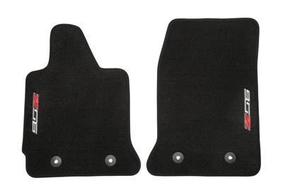 GM Front Premium Carpeted Floor Mats in Jet Black with Z06 Logo 23476280