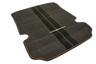 GM Cargo Area Carpeted Mat in Black with Kalahari Stitching and Camaro Script for Coupe Models 23507996