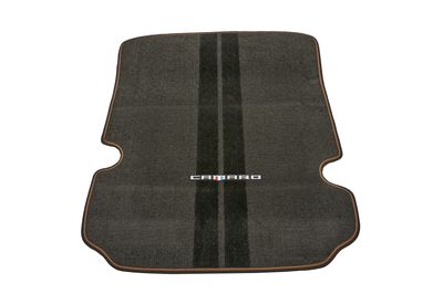 GM Cargo Area Carpeted Mat in Black with Kalahari Stitching and Camaro Script for Coupe Models 23507996