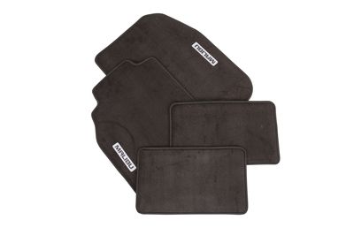 GM Front and Rear Carpeted Floor Mats in Ebony with Malibu Logo 25965045