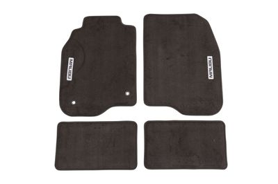 GM Front and Rear Carpeted Floor Mats in Ebony with Malibu Logo 25965045