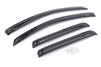 GM Front and Rear Tape-On Side Door Window Weather Deflector Set in Smoke Black 89021835