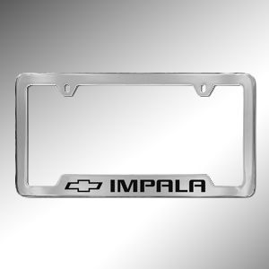 GM License Plate Frame by Baron & Baron in Chrome with Bowtie Logo and Impala Script 19330380