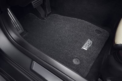 GM First- and Second-Row Premium Carpeted Floor Mats in Jet Black with Cadillac Logo 84380025