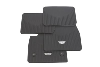 GM First- and Second-Row Premium All-Weather Floor Mats in Dark Titanium with Cadillac Logo 84605136