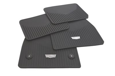 GM First- and Second-Row Premium All-Weather Floor Mats in Dark Titanium with Cadillac Logo 84605136