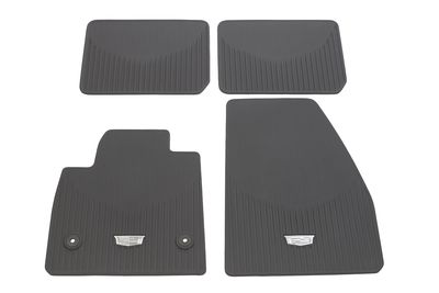 GM First- and Second-Row Premium All-Weather Floor Mats in Dark Titanium with Cadillac Logo 84605136