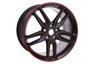 GM 20x10-Inch Aluminum 5-Split-Spoke Rear Wheel in Black with Red Stripe 19302118