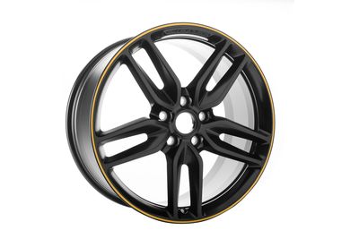 GM 20x10-Inch Aluminum 5-Split-Spoke Rear Wheel in Black with Yellow Stripe 19302120