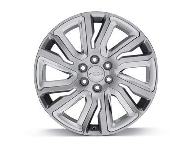 GM 22x9-Inch Aluminum 6-Split-Spoke Wheel in Midnight Silver with Chrome Inserts 84040800